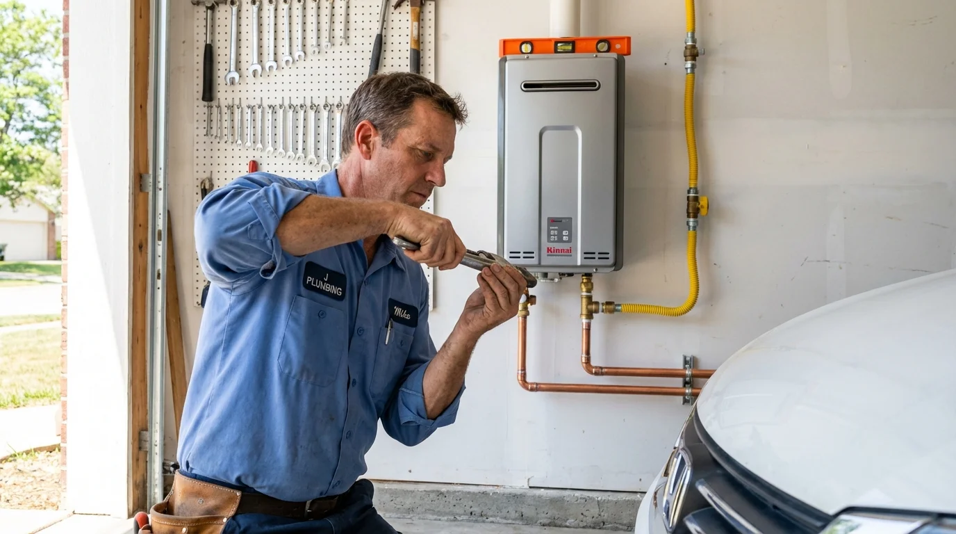 Tankless water heater installation by a Johns Plumbing LLC plumber in Madisonville